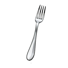 Fork Hand Drawn Cartoon Style Illustration