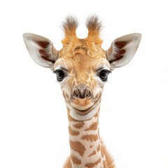 b'Close-up portrait of a baby giraffe' - obrazy, fototapety, plakaty