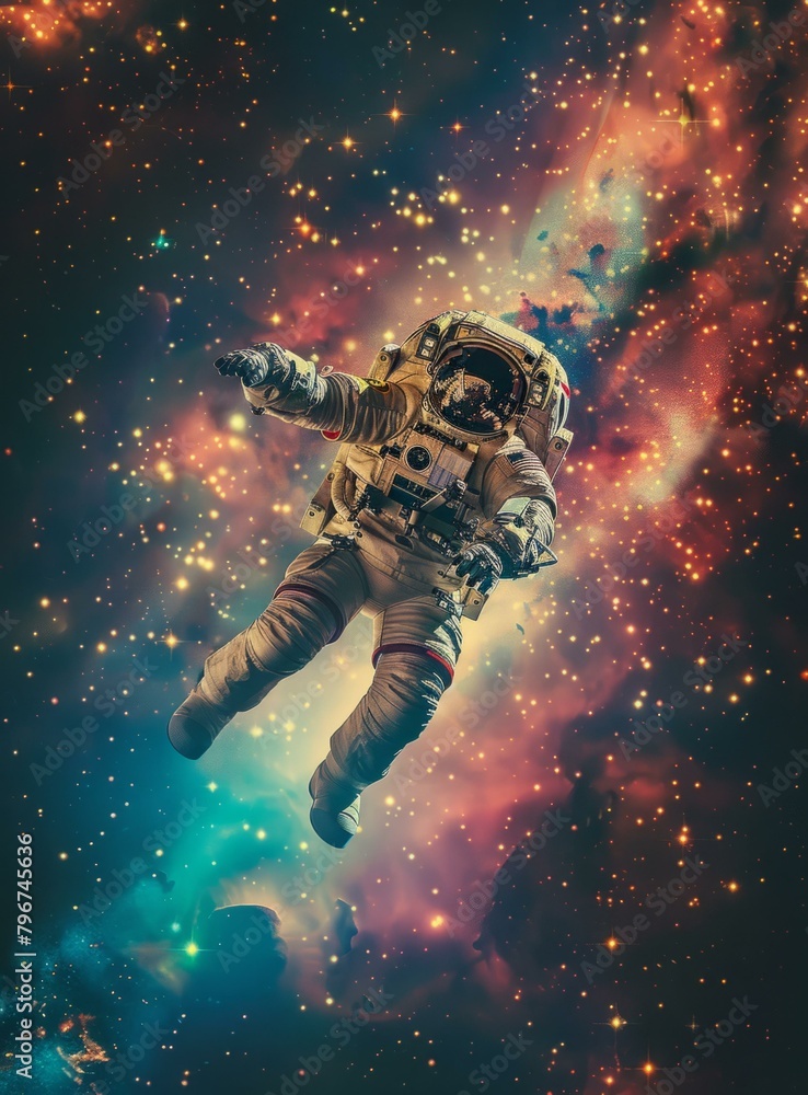 Poster b'astronaut floating in the vastness of space'