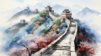 b'great wall of china illustration'