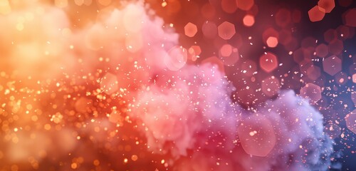 Vibrant abstract bokeh background with red and pink sparkles.