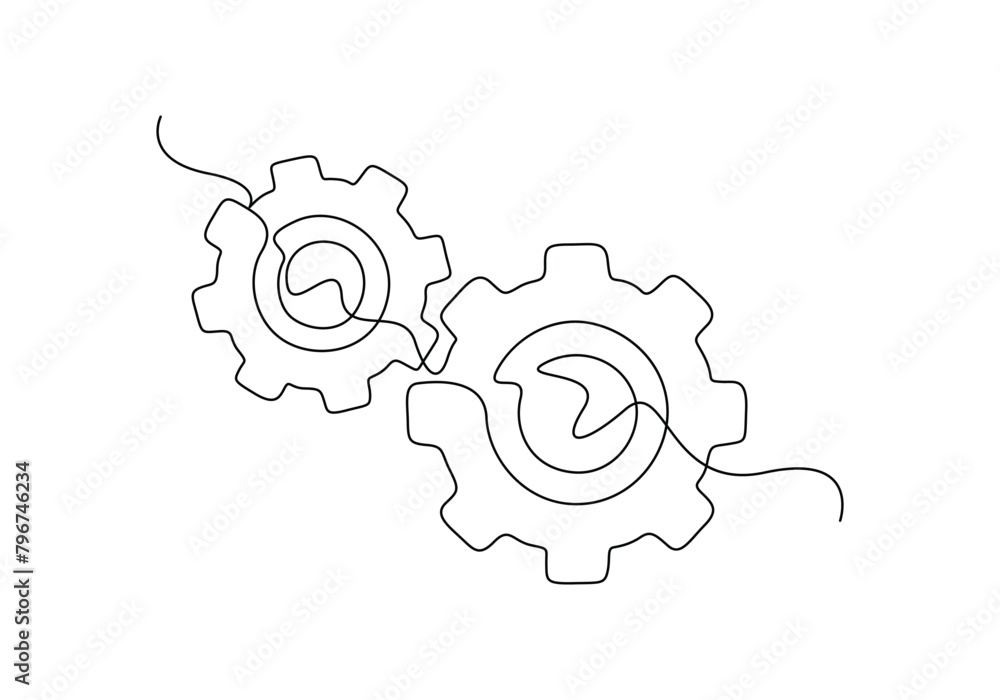Poster setting icon continuous one line drawing vector illustration