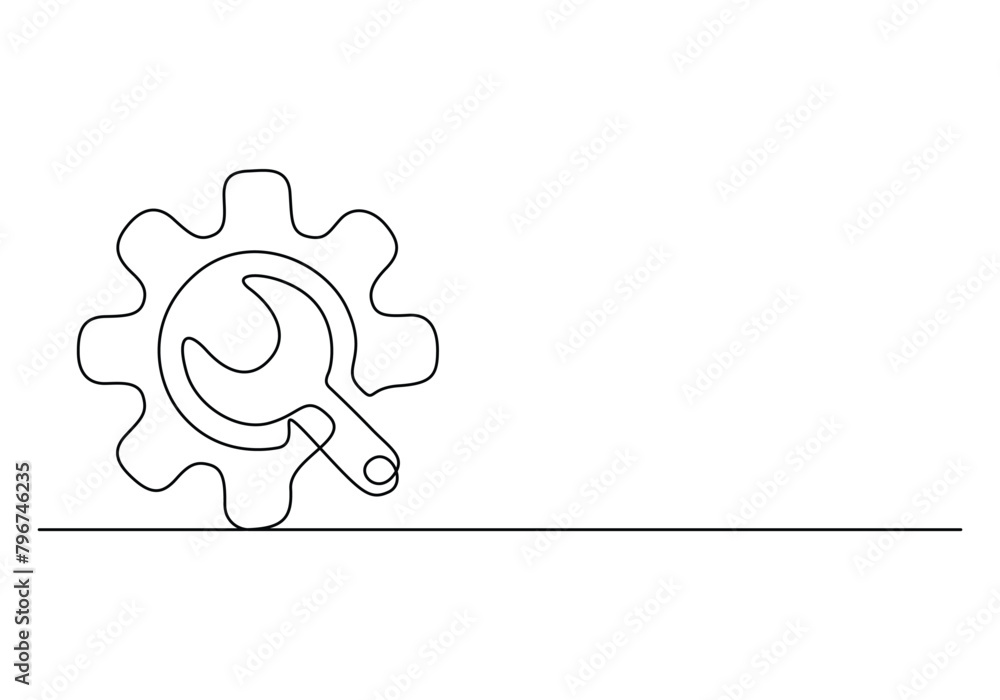 Poster setting icon continuous one line drawing vector illustration