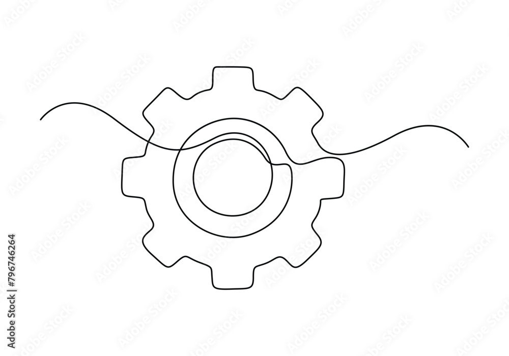Poster setting icon continuous one line drawing vector illustration