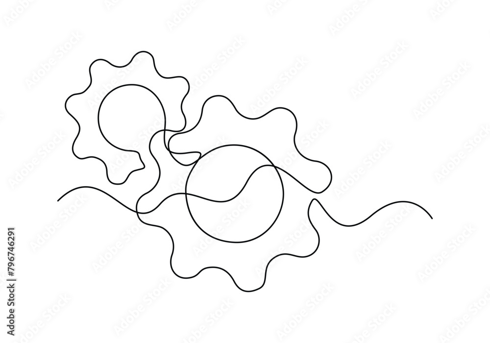 Poster setting icon continuous one line drawing vector illustration