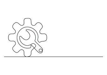 Setting icon continuous one line drawing vector illustration 