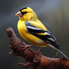 A Goldfinch Isolated Against a Simple Background: Showcasing the Bright Plumage and Graceful Presence of This Small Bird





