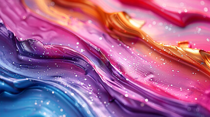 vibrant mix of colorful paints creating a mesmerizing, glossy texture.