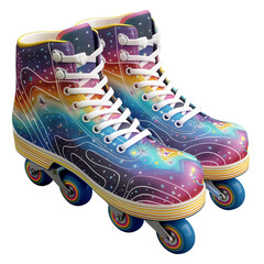 colorful  roller skates isolated on a white background. Generative AI