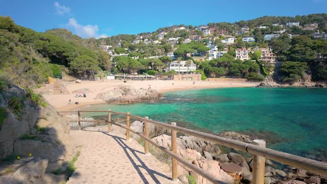 view of the sea from the beach in the beautiful cove of Sant Francesc in Girona