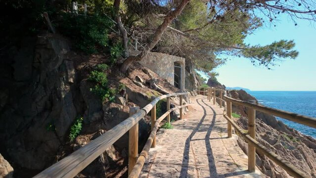 wooden bridge in the forest round trip costa brava