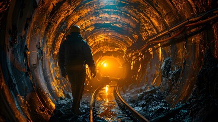 Miner In Underground Tunnels