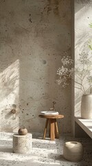 b'3D rendering of a minimalist bathroom'