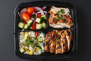 Enjoy a meal that includes pre cooked bento boxes for breakfast, second breakfast, suhur, and lunch, ready to eat anytime. - obrazy, fototapety, plakaty