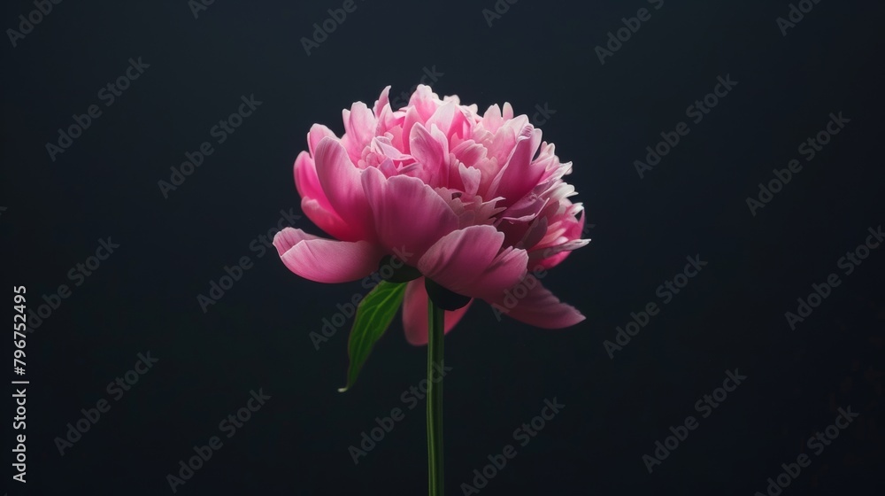 Sticker Elegant pink peony on dark background