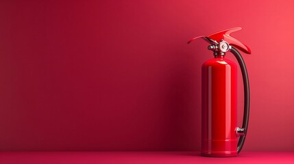 Minimal and vibrant red fire extinguisher on a clear background perfect for adding text