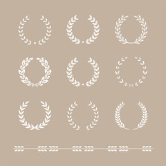 Simple black laurel wreath vector icon set. Award, success, champion sign
