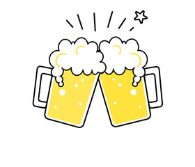 ジョッキビールで乾杯イラスト