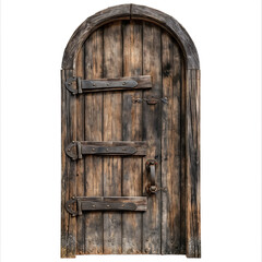 Rustic wooden door, isolated on white background, generative AI