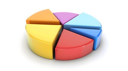 3D Pie Chart Icon: Vivid Colors Representing Data Analysis and Business Intelligence