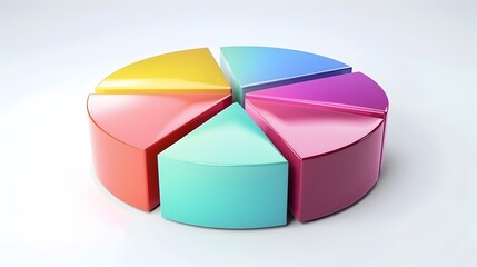 Obraz premium Vibrant 3D Pie Chart Icon Symbolizing Data Analysis and Business Intelligence