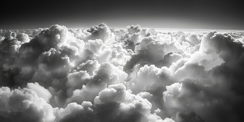 b'black and white photography of clouds from airplane window' - obrazy, fototapety, plakaty