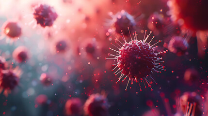 A detailed 3D rendering of a virus particle, highlighted against a backdrop of radiant light and bokeh effects, creating a dramatic contrast of beauty and threat.