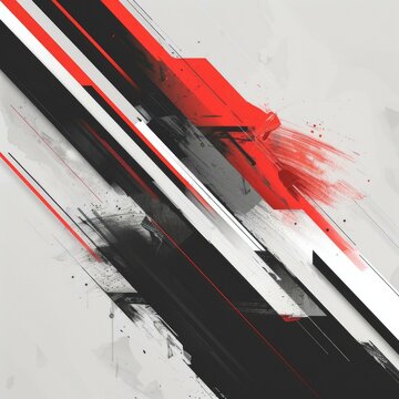b'Black red and white abstract painting'