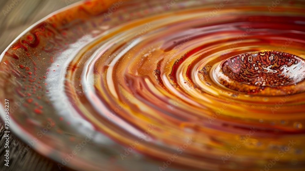 Aufkleber a serving platter with a layered glaze effect showcasing shades of red orange and yellow resembling 