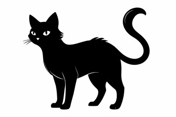 black cat silhouette vector illustration on white background