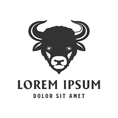 Vintage Hipster Rustic Bison Yaks Buffalo Bull Head Illustration Template Design