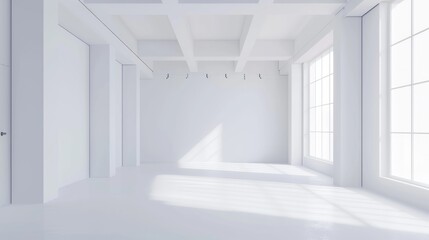 White studio room template on empty background with modern concept. Product display backdrops for design. 3D rendering, Generative AI hyper realistic 