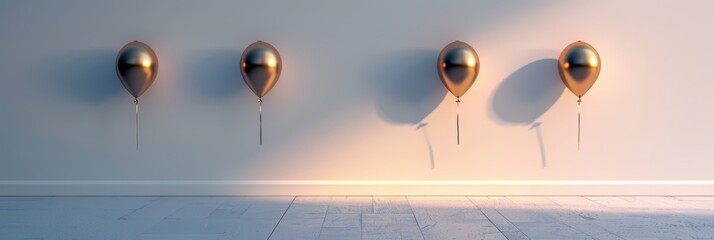 Golden balloon art symbolizing 2025 on white background, reflecting light for future symbolism