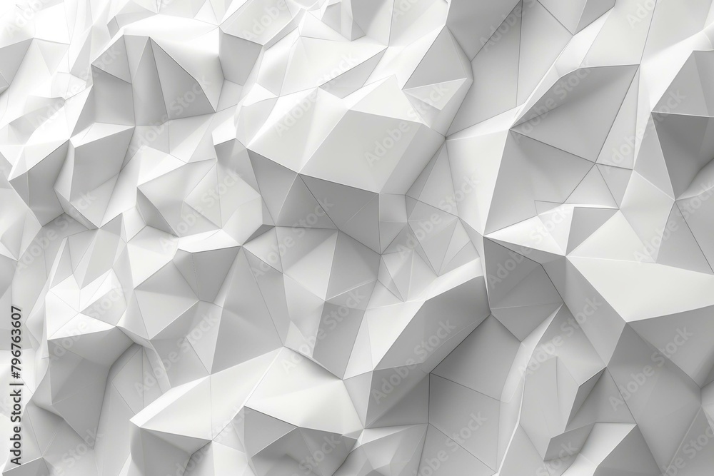 Poster b'3d rendering of a white polygonal surface with a rough texture'
