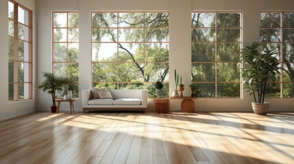 Fototapeta premium b'A bright and airy living room with a large windows'