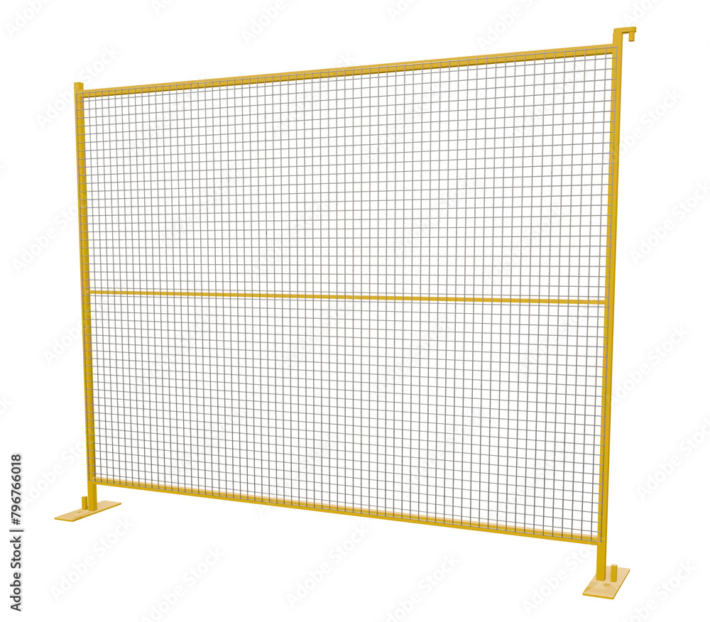 Poster secure your site in 3d: d illustration showcases a temporary fence panel, ideal for events, construc