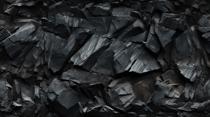 b'Black Fractured Rock Surface' - obrazy, fototapety, plakaty