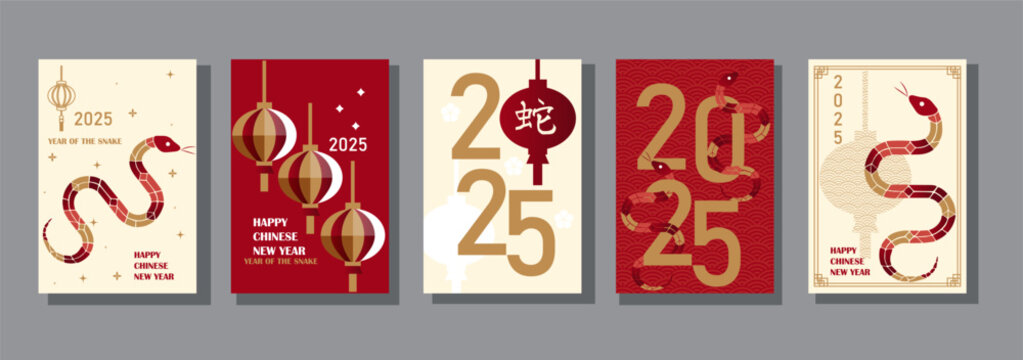 Template layout Chinese New Year 2025, year of the snake, zodiac
