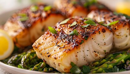 Grilled fish fillets with asparagus  a harmony of flavors and textures in a healthy dish