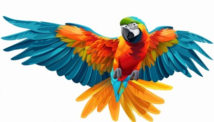 Obraz premium Animated clipart of a parrot flapping its wings adding vibrant color to an educational presentation about exotic pets