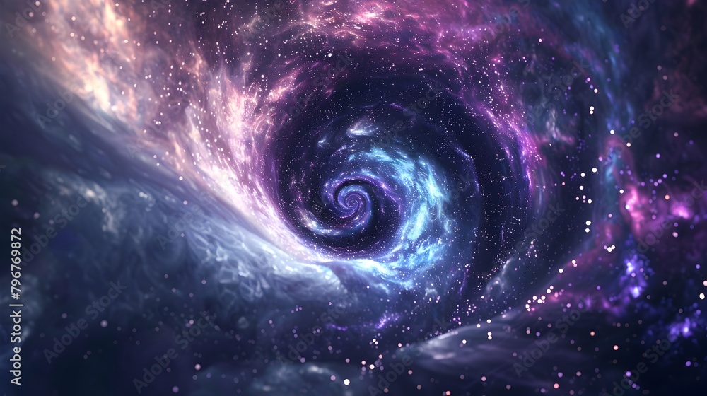 Aufkleber mesmerizing cosmic vortex: a 3d abstract swirl of deep blues and purples with shimmering stars and