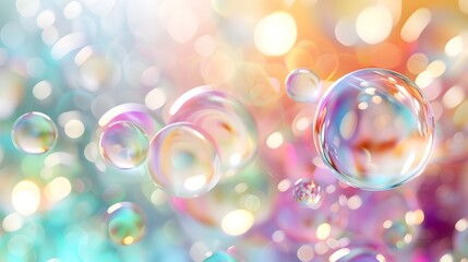 Ethereal Floating Spheres: A Serene and Colorful Display of Translucent Orbs in Suspended Animation