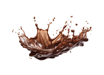 chocolate splash isolated on transparent background, cut out or PNG