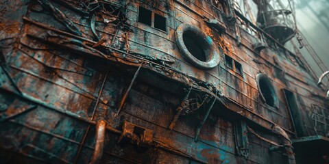 an old rusty metal ship