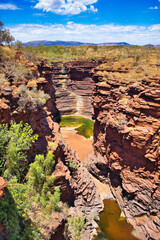 The natural amphitheatre of the Joffre Gorge, in the remote savanna outback of Karijini National...