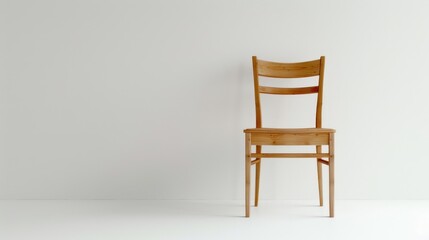 Minimalist classic wooden chair isolated on white background.