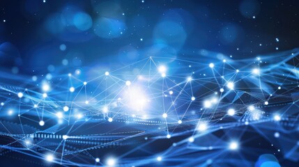 Fototapeta premium Abstract digital network connection 3D rendering bokeh background