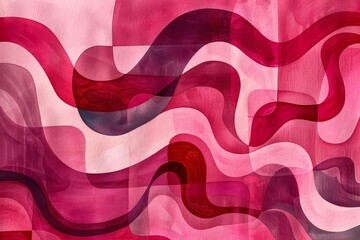 An abstract background pattern in cranberry red and bubblegum, featuring minimalistic shapes that evoke the seamless and unstoppable performance of twin magicians in a vivid memory.