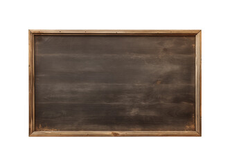 Blank blackboard in wooden frame isolated on transparent background, cut out or PNG