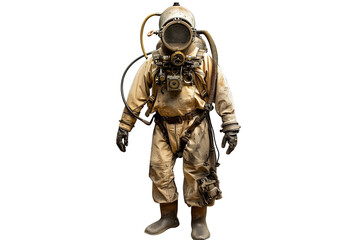 Fototapeta premium Vintage Deep-Sea Diver Suit with Classic Equipment and Helmet